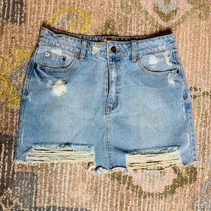 SHOWPO Denim Distressed Skirt -NEVER WORN!